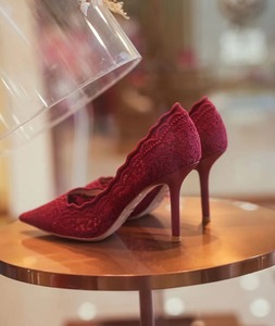 6CM/8CM/10CM Ladies Tacon Lace Pumps Women Wedding <b>White</b> High <b>Heels</b> for Women - Product Image 4