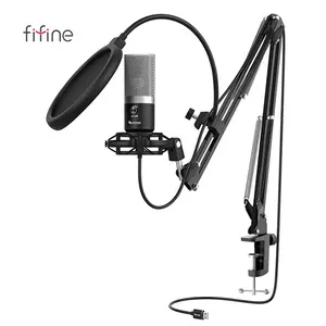 Fifine Mikrofon Kondenser Usb T670, Mikrofon Studio Portabel Profesional Mike Konferensi Usb untuk Skype Langsung