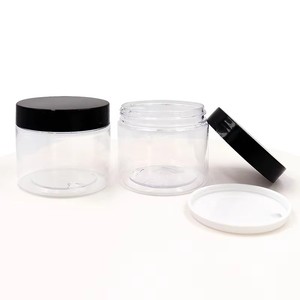 Venta al por mayor de tarros de plástico PET transparente de 200 ml y 250 ml con tapa negra para crema facial, tarros sellados para cosméticos, para envasado de crema capilar. - Product Image 3