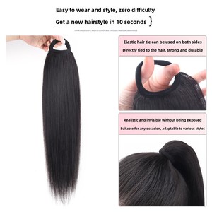 Coda di Cavallo in Capelli Veri con Base ad Anello in Pelle, Volumizzante, Liscia e Lunga, con Elastico per Acconciature Alte/Basse - Product Image 3