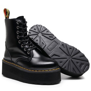 Bottines Martin européennes et américaines à semelle épaisse, 8 trous, avec fermetures éclair latérales, style anglais, pour femmes, à enfiler. - Product Image 5
