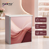 Comptoir professionnel TIANYU pour salon professionnel, bureau pliable en aluminium, stand d'exposition portable, compartiment de rangement, mobilier à montage rapide
