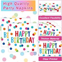 Assiettes et serviettes en papier colorées à pois pour dîner d'anniversaire Ensembles de vaisselle pour fournitures de fête d'anniversaire