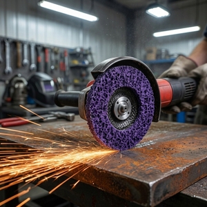 4" 4,5" Reinigings- en stripdisc, zwart blauw paars niet-geweven schuurwiel voor roestverwijdering, verfstripping op metaal - Product Image 2