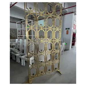 Wedding Furniture Event Party Stage Decoration Stainless Steel Gold Panel Candle Wall Backdrop Arch for Wedding