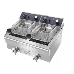 <span class=keywords><strong>Friteuse</strong></span> à poulet <span class=keywords><strong>professionnelle</strong></span> en acier inoxydable à 2 bacs et 2 paniers, <span class=keywords><strong>friteuse</strong></span> électrique pour cuisine commerciale <span class=keywords><strong>220V</strong></span> pour restaurant - Product Image 1