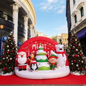 Mur gonflable personnalisé avec Père Noël/Renne/Arbre/Ours polaire/Pingouin, décoration de Noël gonflable imperméable pour l'extérieur - Product Image 1