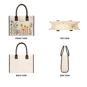 Top Selling Personalised Sunflower Tote Bag Custom Name Embroidered <b>Canvas</b> Shoulder Bag Gift for Women Daily Use for Sale - Product Image 4
