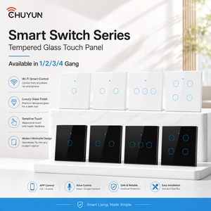 Interrupteur intelligent Tuya WiFi Zigbee <span class=keywords><strong>Ewelink</strong></span> Matter avec panneau en verre, étanche, compatible Tuya/Alexa/Google, sans fil neutre - Product Image 1