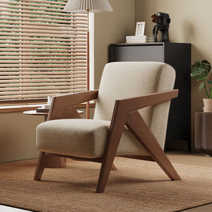 <span class=keywords><strong>Poltrona</strong></span> Singola di Design <span class=keywords><strong>Vintage</strong></span> per Soggiorno, Arredamento in Legno con Dettagli Trapuntati per <span class=keywords><strong>Camera</strong></span> <span class=keywords><strong>da</strong></span> Letto - Product Image 3