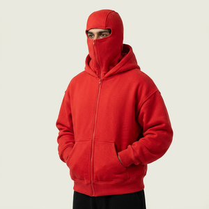 Pasamontañas de Invierno para Hombre, Modelo 2025, Personalizado, 420 GSM, 100% Algodón, Forro de Velour, Estampado Bordado, Cierre de Cremallera, Lavado a la Piedra, Efecto Desgastado - Product Image 1