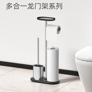 Portarrollos de Papel Higiénico Multifuncional de Acero Inoxidable con Forma de Pasarela, Soporte para Escobilla de Baño y Portarrollos de Papel Higiénico, Color Plateado - Product Image 3