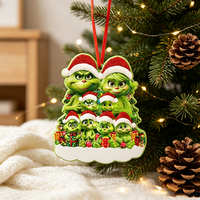 Breloque personnalisable en résine Grinch Couple - Pendentif décoratif de Noël pour arbre de Noël, décoration d'intérieur pour fans de films, ornements de Noël
