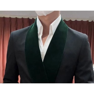 Nouveau manteau à col de fruits verts pour hommes, en velours, à la mode, costume d'épissure de mariage, Slim adapté - Product Image 2