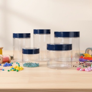 50ml 100ml 120ml 150ml 200ml 250ml Clear Wide Mouth PET <b>Plastic</b> Cosmetic Cream <b>Jars</b> with Black Lids for Skin Care & Custom Logo - Product Image 1