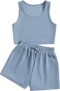 Customizable Pure Color tank Toop and <strong>Shorts</strong> Summer <strong>Girls</strong> Clothing Sets Cute - Product Image 4