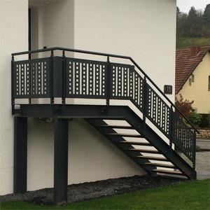 Modern Design Outdoor Straight Steel Staircase Powder Coated Rustproof Frame with Durable <strong>Grated</strong> <strong>Treads</strong> Safety Access for Villas - Product Image 5