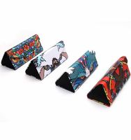 Étui à lunettes pliable triangulaire personnalisé avec logo, motif animal de dessin animé, pour lunettes de vue et de soleil, vente en gros