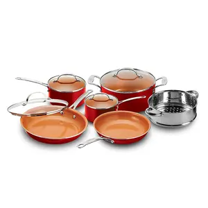 Kitchen Cookware Sets Nonstick Copper Frying Pan Saucepan Skillet With Stainless Steel Handle