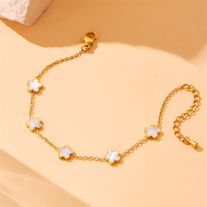 European American Style Flower Shell Jewelry <b>Set</b> Gold Plated Stainless Steel Women's Everyday Wear Necklace <b>Bracelet</b> Earrings - Product Image 3