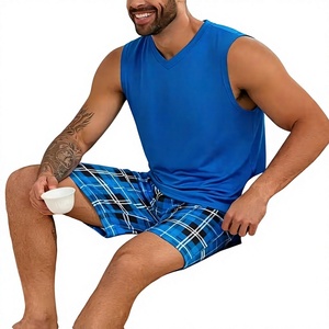 Men's Floral Sleeveless Tank Top Set Crew Neck Knitted Polyester/Cotton 200g Breathable Quick Dry Vintage High Street Summer - Product Image 6