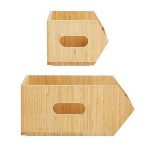 Lot de 2 bacs de rangement empilables en bois de <span class=keywords><strong>bambou</strong></span>, boîtes d'organisation - Product Image 2