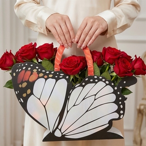 Sacs cadeaux en forme de papillon pour mariage, fête, bouquet de fleurs, emballage de friandises, poignée, anniversaire, baby shower, décoration, <span class=keywords><strong>PP</strong></span> recyclable - Product Image 3