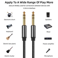 Câble de guitare personnalisé tressé torsadé 6,35 mm 1/4 TRS mâle-mâle avec connecteurs plaqués or pour guitare électrique, microphone, haut-parleur