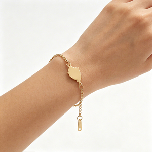 Parure de bijoux pour femme en acier inoxydable plaqué or 18 carats, comprenant un collier avec pendentif carte de La <span class=keywords><strong>Digue</strong></span> (Seychelles) et un bracelet - Product Image 4