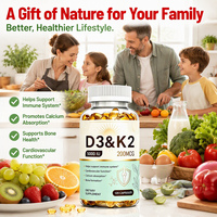 Complexe de Vitamine D3 K2 à Marque Blanche OEM 5000 UI avec K2 MK-7 200mcg pour le Soutien Osseux et Immunitaire, 120 Gélules Molles, Complément pour la Santé Osseuse