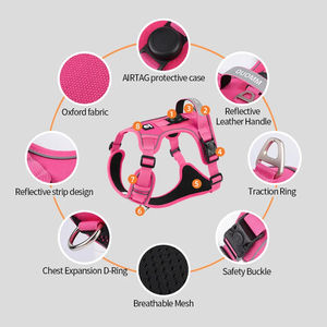 بيع بالجملة سترة عاكسة واقية للهروب في الهواء الطلق الحيوانات الأليفة قابل للتعديل بدون سحب الكلب تسخير مع غطاء واقي للحامل الجوي - Product Image 4