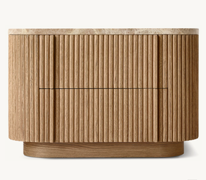 New European American Style <strong>Bedside</strong> <strong>Table</strong> Oak Wood <strong>Marble</strong> Closed Nightstand - Product Image 1