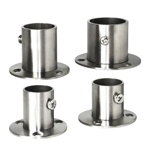Soporte de extremo de varilla Soporte de armario Sistema de soporte de riel de <span class=keywords><strong>ropa</strong></span> colgante Brida de soporte de tubo de conexión - Product Image 1