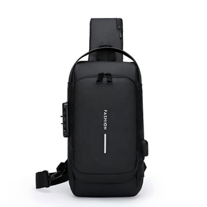 Tas Dada Pria <span class=keywords><strong>Anti</strong></span> Maling Tahan Air dari Bahan Nilon dengan USB, Tas Selempang Multifungsi untuk Perjalanan - Product Image 3