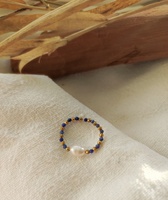 Mode Anti-ternissement 18K plaqué or en acier inoxydable pierre naturelle anneau étanche perles d'eau douce bijoux pour femmes mariages