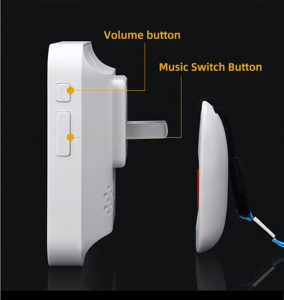 Sonnette sans fil puissante, dispositif d'appel pour personnes âgées, alarme personnelle intelligente avec fonction SOS, 433 MHz, 60 sonneries, facile à utiliser - Product Image 6