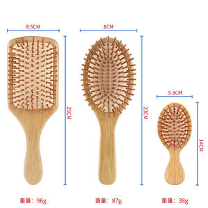 Logo personalizzato cuscino d'aria antistatico districante spazzola per capelli in legno massaggio pettine in legno di bambù - Product Image 2