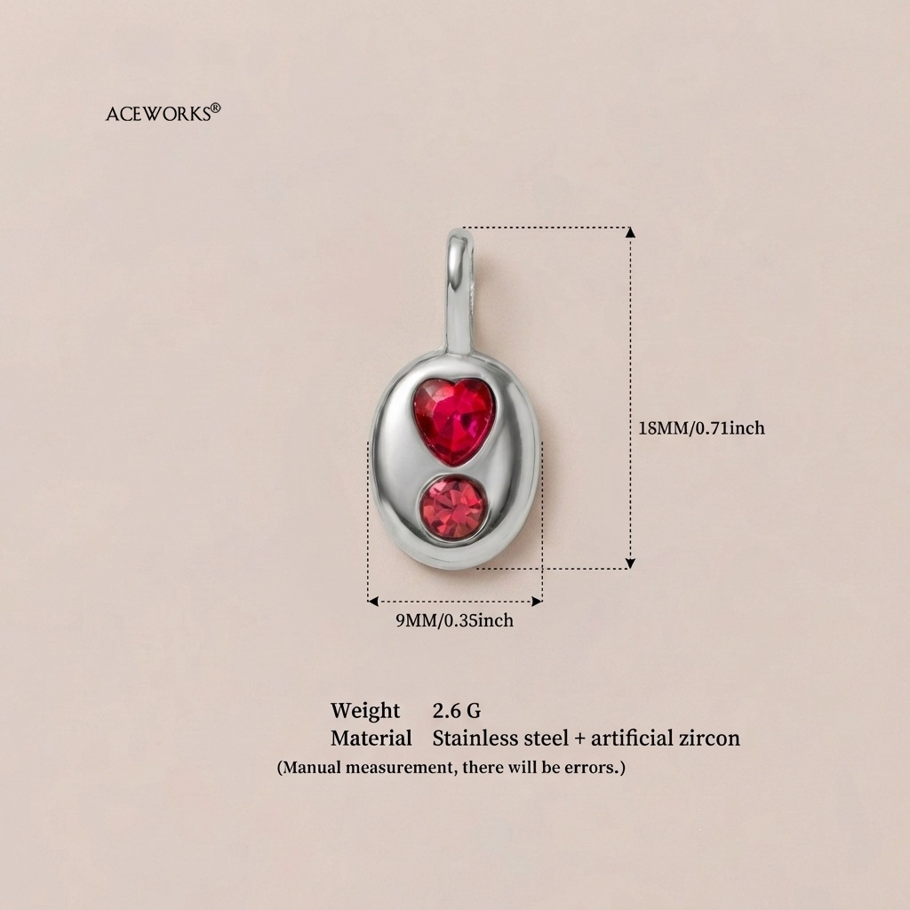 Double Red Gem Oval Charm