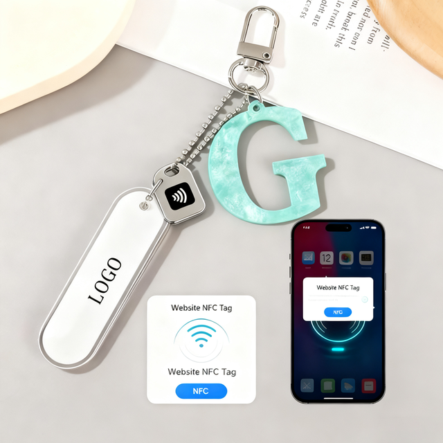 Custom Multicolored Acrylic NFC Cartoon Eco-Friendly Keychains 26 English Alphabet Letter Key Ring Versatile Bag Charm