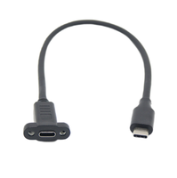 PD 100W charge rapide USB C mâle vers USB C femelle câble d'extension vidéo 4K avec câble de montage sur panneau à vis de verrouillage