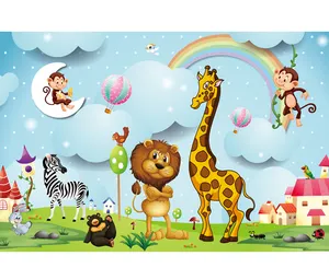 儿童房动物天堂卡通儿童房3d壁纸家居装饰定制照片壁画