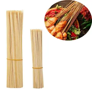 Espeto de bambu descartável para churrasco, acessório para churrasco, bastões de carne plana