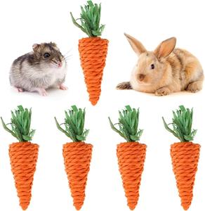 Mainan Kunyah Kelinci untuk Gigi, Membersihkan Rumput Alami, Camilan, Rumput, Wortel, Mainan untuk Kelinci, Hamster, Marmut, Paket isi 5 - Product Image 2