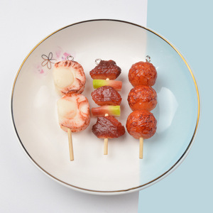 Miniatura de PVC de brochetas de barbacoa simuladas, juguete de comida, brochetas de carne, brochetas de huevo de codorniz, colgante, llavero, juguete - Product Image 2