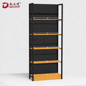 Étagère de supermarché en <span class=keywords><strong>bois</strong></span>, présentoir en métal et en <span class=keywords><strong>bois</strong></span> robuste - Product Image 3