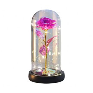Rosa LED personalizada en cúpula de cristal para el Día de San Valentín, flor seca, regalo para mujer con caja - Product Image 1