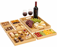 Offre Spéciale Usine : Ensemble de 7 Plateaux Carrés en Bambou Durables et Écologiques avec Poignées pour la Maison, la Cuisine, les Fêtes, les Apéritifs, les Boissons et les Collations