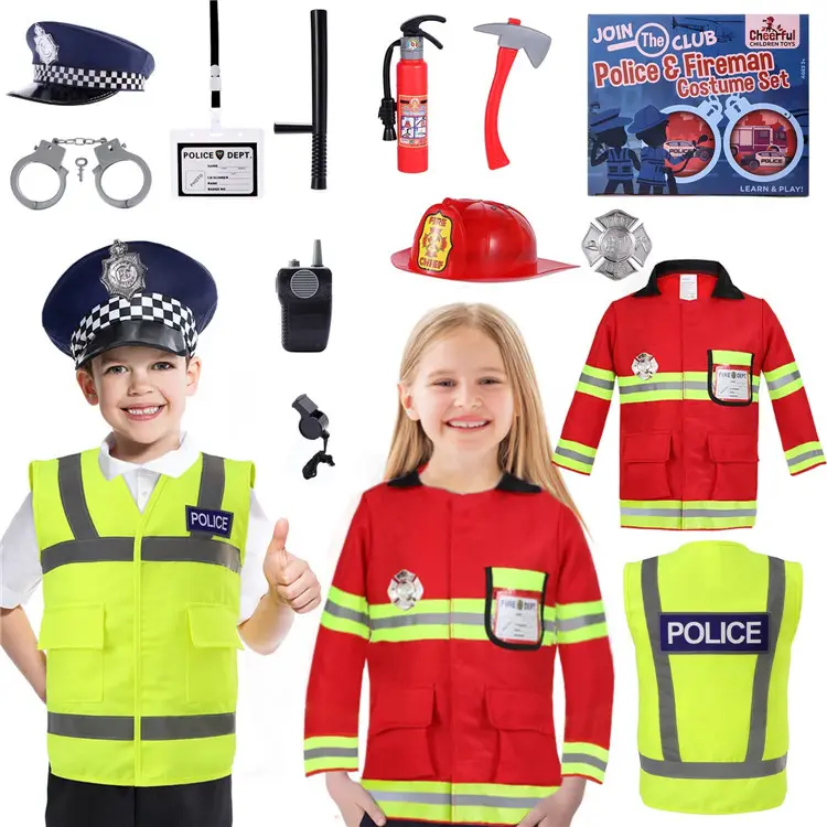 Costume de policière de Police pour enfants de 3 à 7 ans, déguisement d'halloween pour jeu de rôle, uniforme professionnel de policier, Costume pour enfants