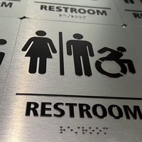 Panneau WC en aluminium brossé avec signalisation tactile ADA en braille, lettrage 3D en relief, pour hommes et femmes, idéal pour hôtels, bureaux, centres commerciaux et salles de bain commerciales