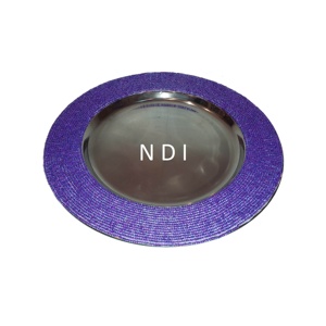 Assiette de service ronde de qualité supérieure avec bordure en perles de cristal, assiette de service en acier inoxydable pour la restauration hôtelière - Product Image 5